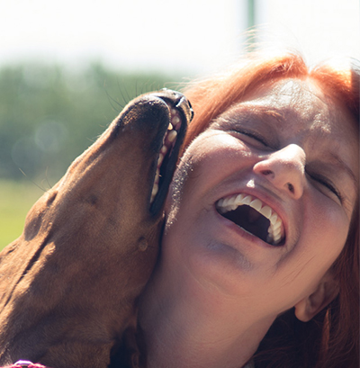 JOY with dog